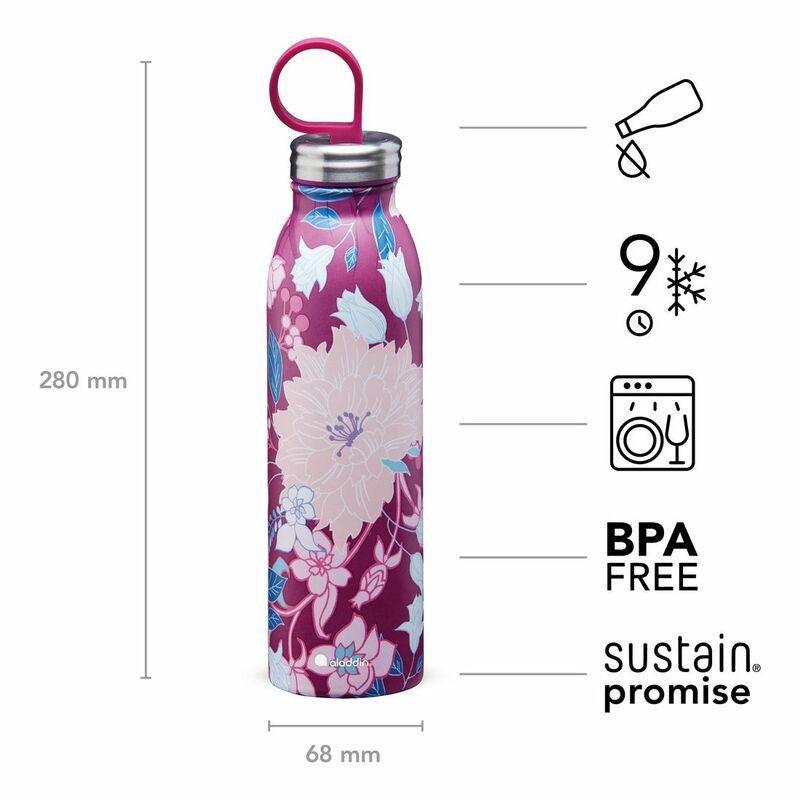 Aladdin Natio Chilled Thermavac Stainless Steel Water Bottle 550ml Dahlia Berry, , large image number 2