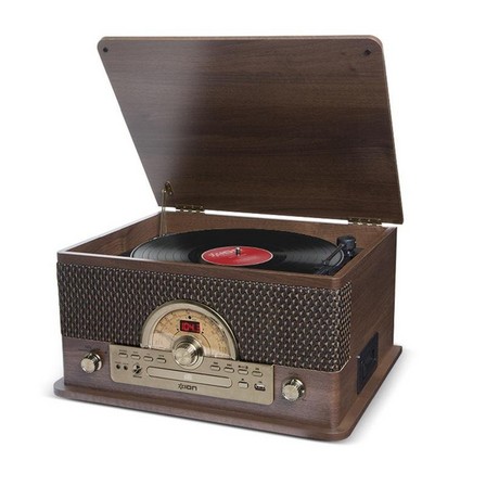 ION AUDIO - ION Superior LP 7-in-1 Turntable Music Center with Vinyl/CD/Cassette/Radio/USB/AUX - Wood