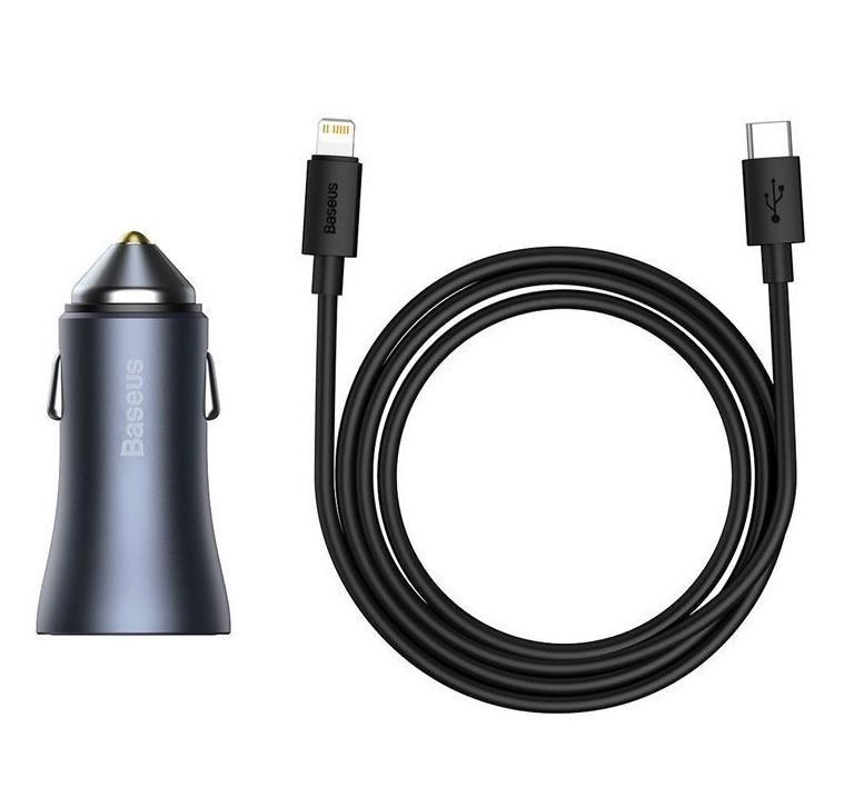 Baseus Golden Contactor Pro Dual Quick Charger Car Charger USB-A + USB-C 40W - Dark Gray, , large image number 1