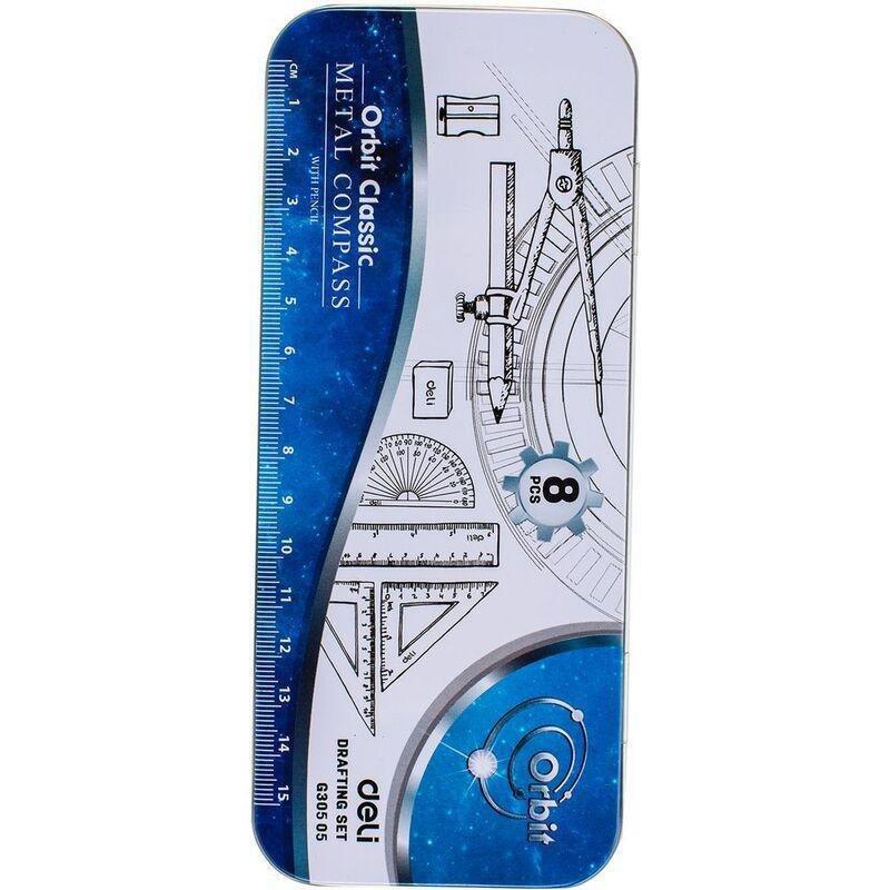 Deli EG30505 8-Piece Compass Set - Silver, , large image number 0