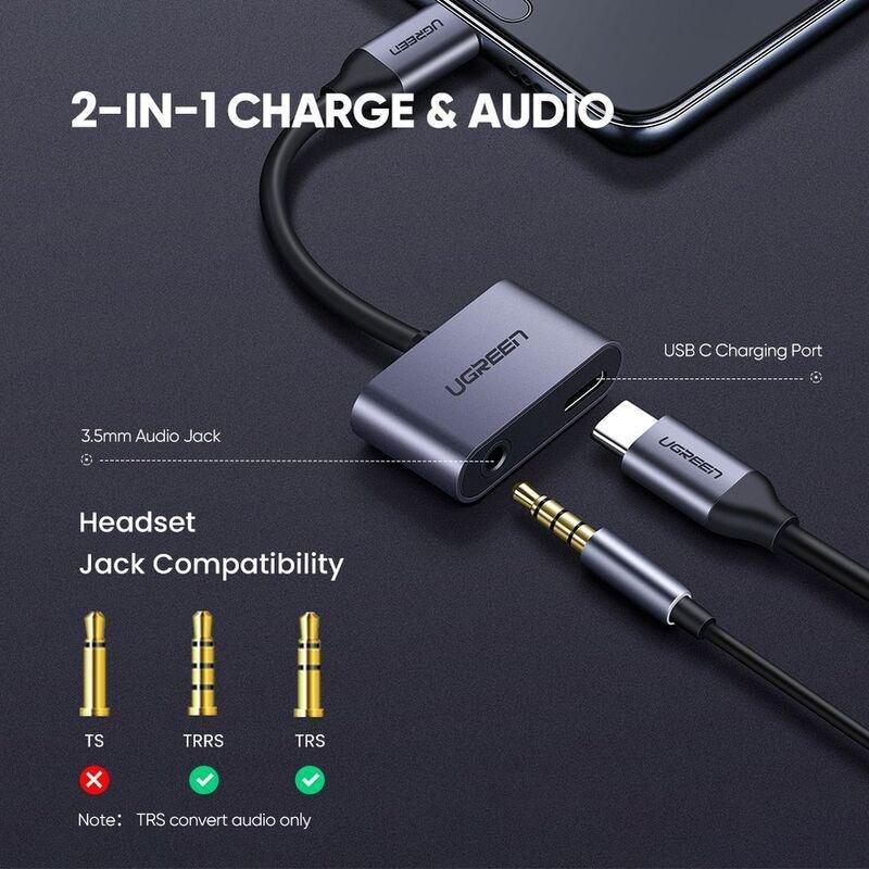 UGREEN 2 Ports USB-C Hub + 3.5mm Audio Adapter, , large image number 3
