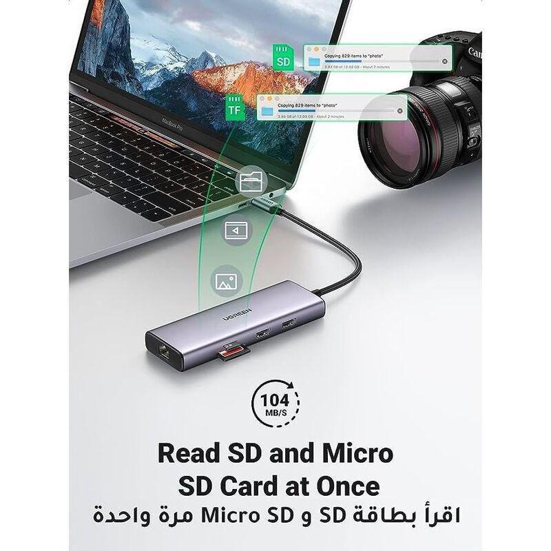 Ugreen 9-In-1 CM490 Hub USB-C 2X USB-A 3.0 USB-A 2.0 2X HDMI 4K/60Hz SD/Tf RJ45 Adapter, , large image number 4