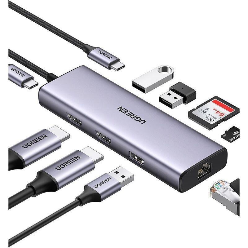 Ugreen 9-In-1 CM490 Hub USB-C 2X USB-A 3.0 USB-A 2.0 2X HDMI 4K/60Hz SD/Tf RJ45 Adapter, , large image number 5