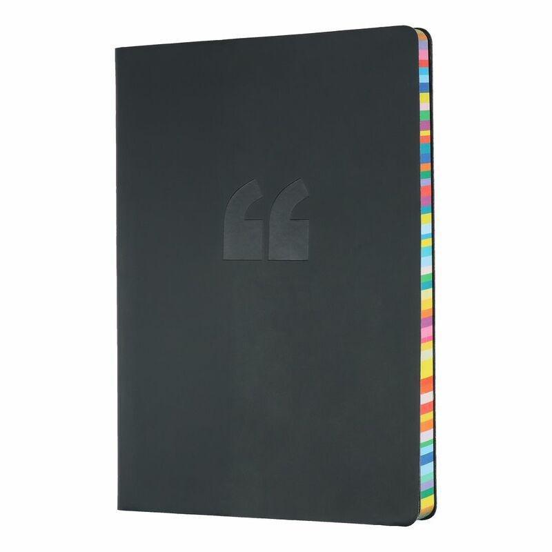 Collins Edge Rainbow Ruled A5 Notebook Charcoal, , medium