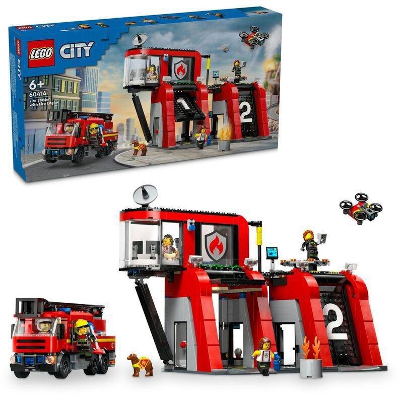 LEGO City Fire Station With Fire Engine 60414 (843 Pieces), , large image number 0