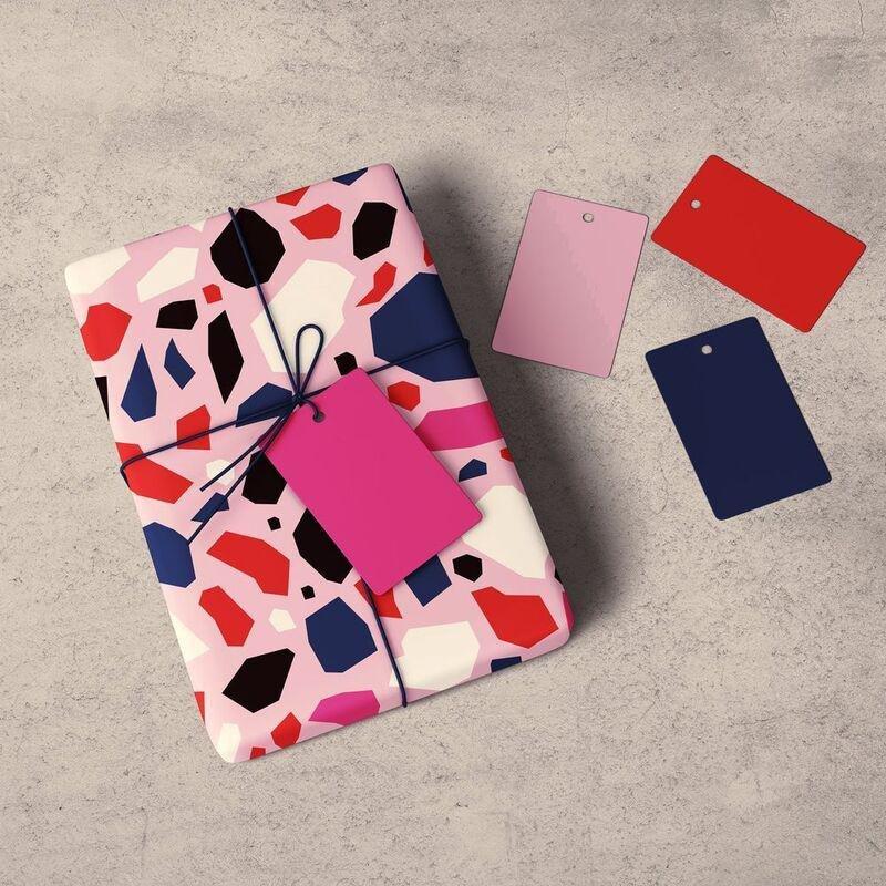 Bumble & Mouse Pink Terrazzo Gift Wrapping Paper - 2 Sheets (68 x 5 x 5 cm), , large
