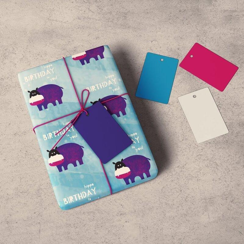 Bumble & Mouse Hippo Birthday Gift Wrapping Paper - 2 Sheets (68 x 5 x 5 cm), , large image number 0