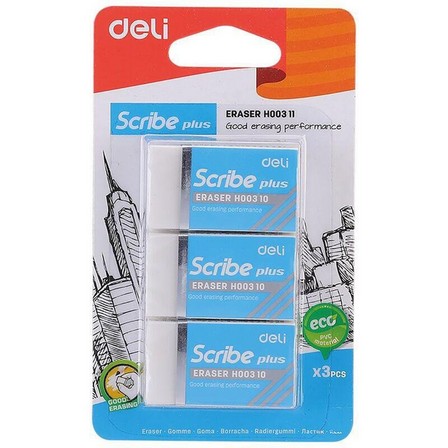 PILOT - Deli Erasers White EH00311 (40 x 22 x 12 mm) (3 Pack)