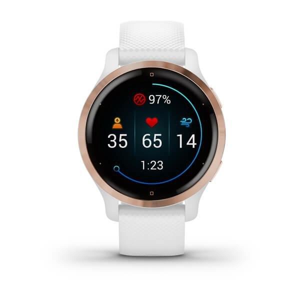 Garmin Venu 2S 40mm Rose Gold Stainless Steel Bezel with White Case & Silicone Band, , large image number 0