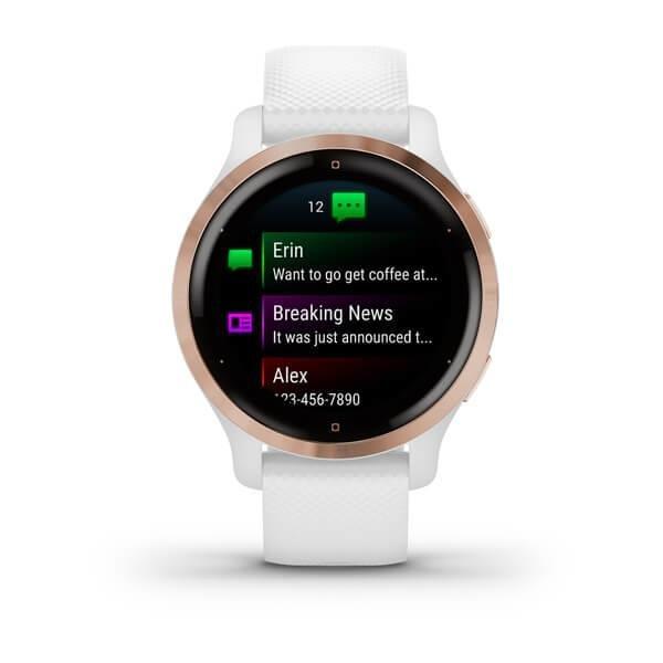 Garmin Venu 2S 40mm Rose Gold Stainless Steel Bezel with White Case & Silicone Band, , large image number 4