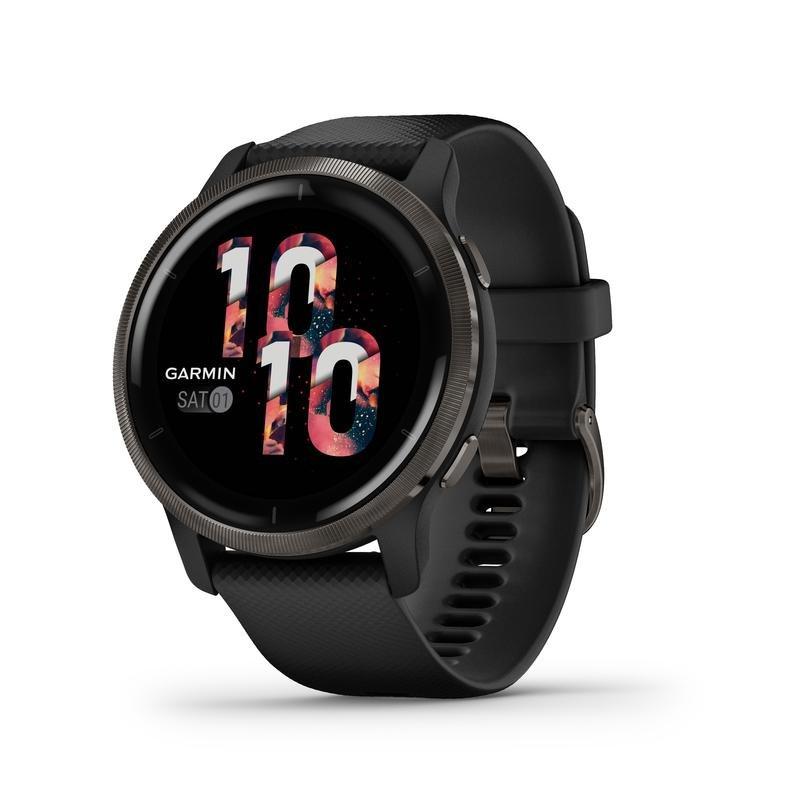 Garmin Venu 2 45mm Slate Stainless Steel Bezel with Black Case & Silicone Band, , large image number 0
