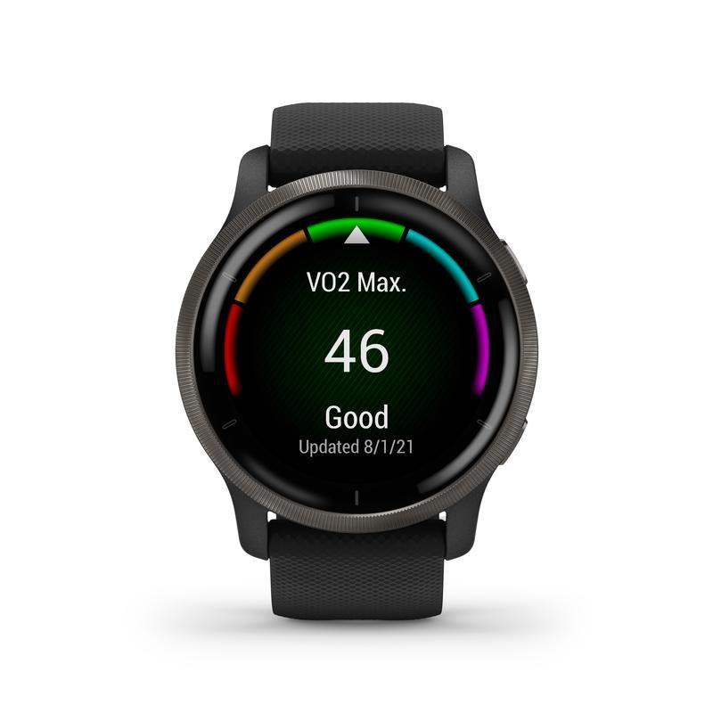 Garmin Venu 2 45mm Slate Stainless Steel Bezel with Black Case & Silicone Band, , large image number 1