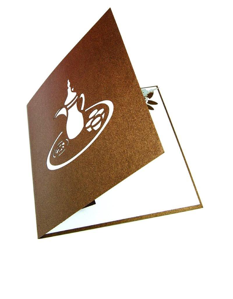 Abra Cards Arabic Teapot Brown Greeting Card, , large image number 1
