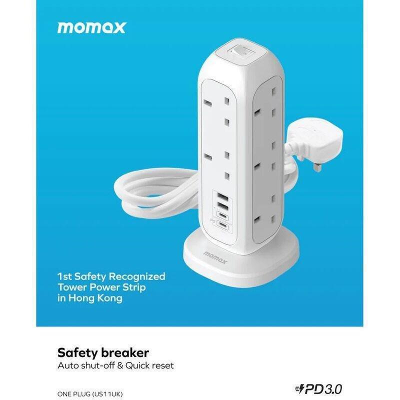 Momax OnePlug 11-Outlet Power Strip with USB - White, , large image number 3