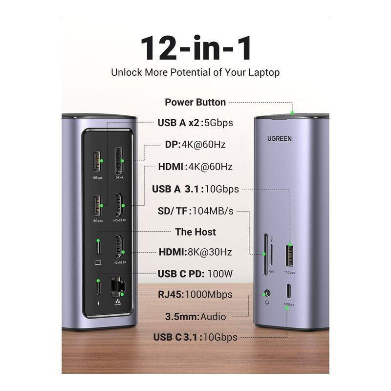 UGREEN 12-in-1 4k HDMI Fast Charge Universal Docking Station, , large image number 1