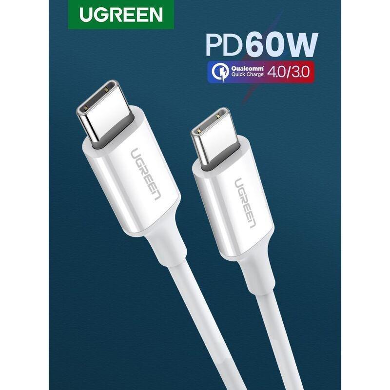 UGREEN USB-C 2.0 Male To USB-C 2.0 Male 3A Data Cable 1m - White, , large image number 0
