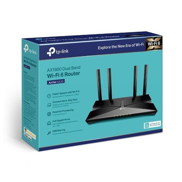 TP-Link Archer AX20 AX1800 Dual-Band Wi-Fi 6 Router Black, , large image number 3