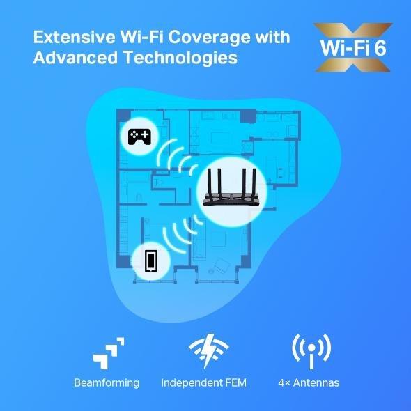 TP-Link Archer AX20 AX1800 Dual-Band Wi-Fi 6 Router Black, , large image number 6