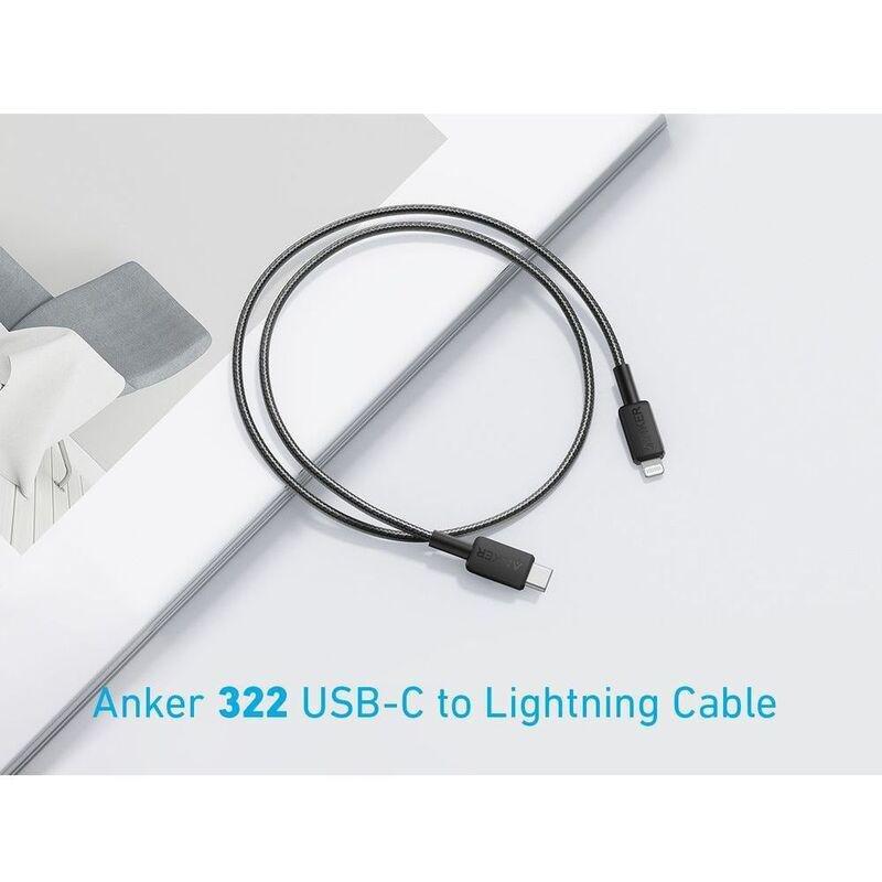 Anker 322 USB-C to Lightning Cable (Braided) 3ft - Black, , large image number 1