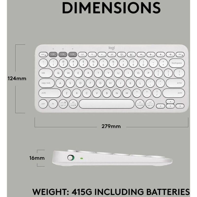 Logitech Pebble Keys 2 K380s Bluetooth keyboard - US - Tonal White, , large image number 9