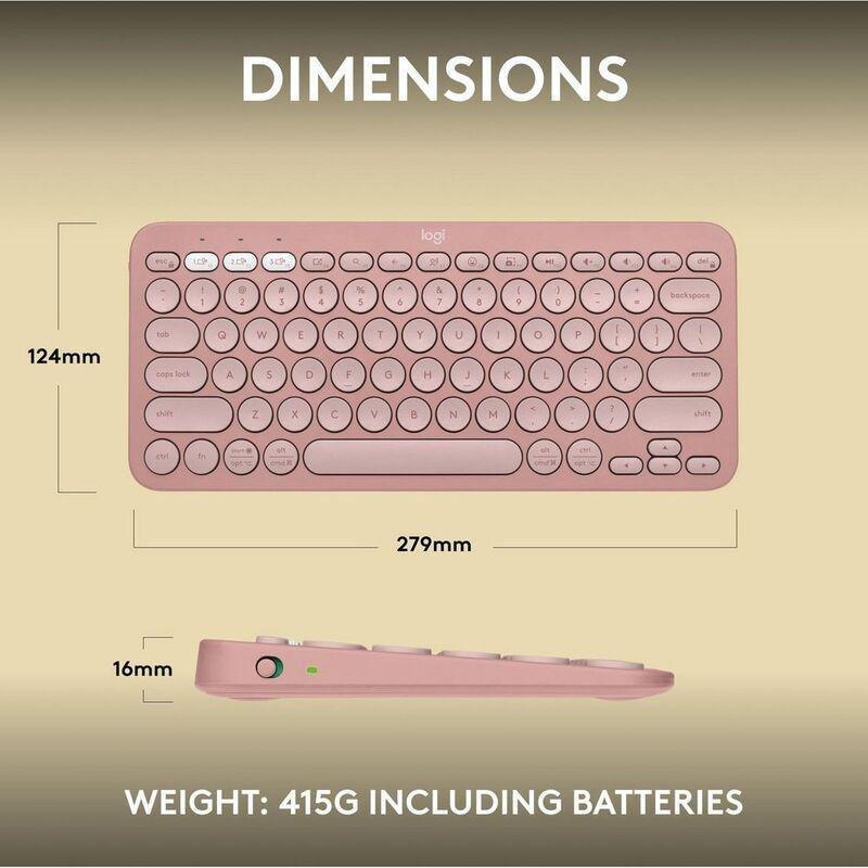 Logitech Pebble Keys 2 K380s Bluetooth keyboard - US - Tonal Rose, , large image number 8