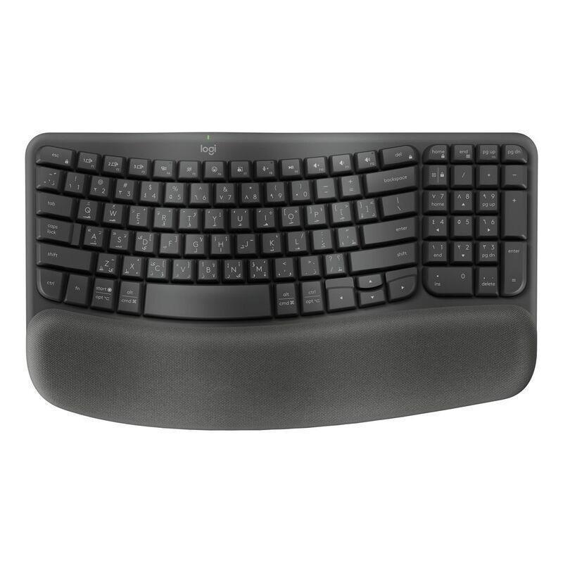 Logitech Ergo Series Wave Keys Wireless Ergonomic Keyboard - Arabic - Black, , medium