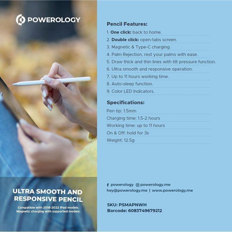 Powerology Pencil Pro for iPad with Palm Rejection - White, , large image number 2