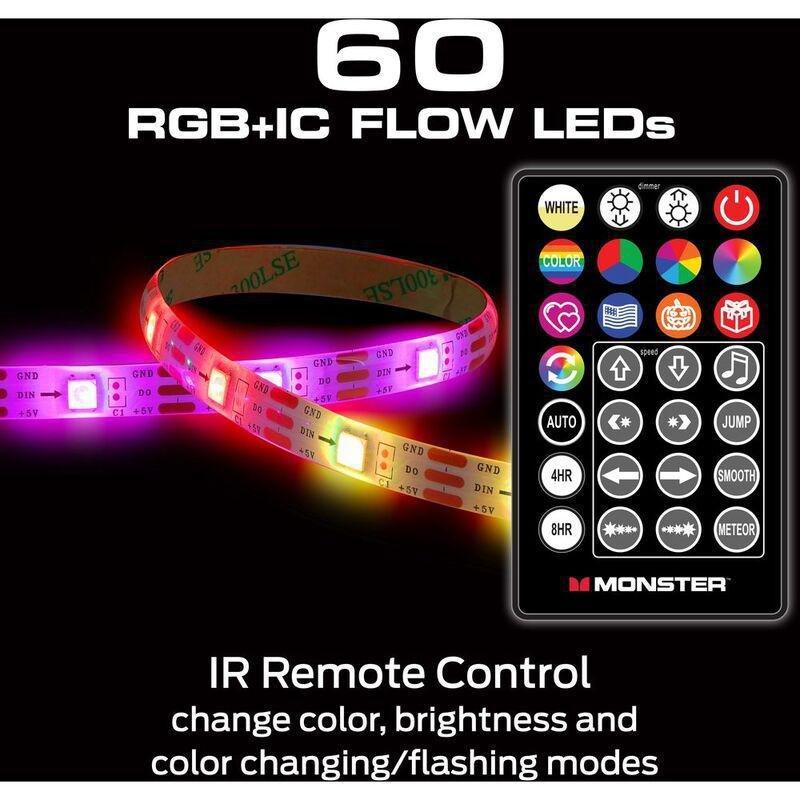 MONSTER Multi Color Flow LED Light Strip with Remote - 2m, , large image number 2