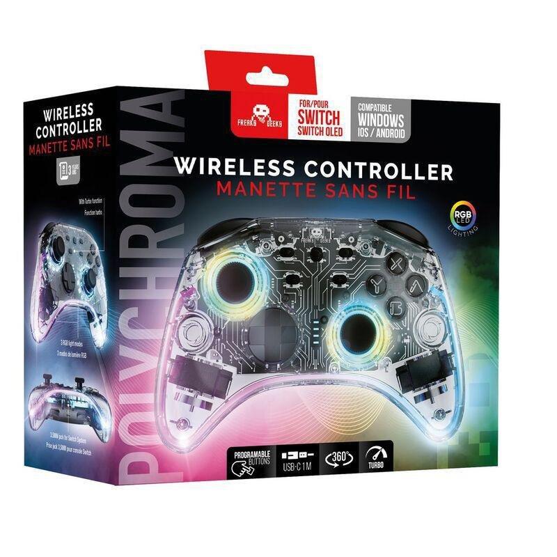 Freaks And Geeks Wireless Controller For Switch/PC with 1M Cable - Transparent With LED, , large image number 1