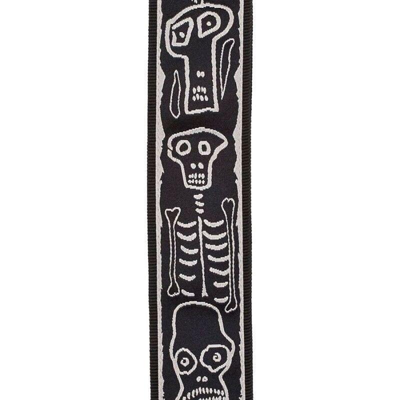 D'Addario 50 mm Planet Lock Joe Satriani Guitar Strap - Skull 'N Bones, , large image number 1