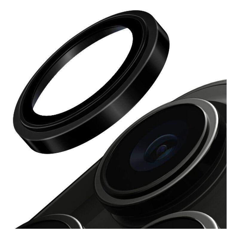 UNIQ Optix iPhone 15 Pro Stainless Steel Frame Sapphire Camera Lens Protector - Gunmetal Black, , medium