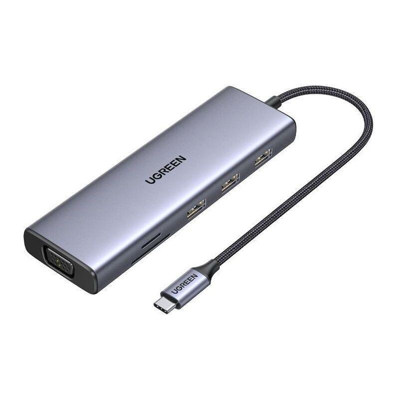 UGREEN 9-in-1 USB-C HUB 3xUSB-A 3.0/USB-C 100W PD/SD/TF/VGA/RJ45/4K HDMI - Space Grey, , large image number 0