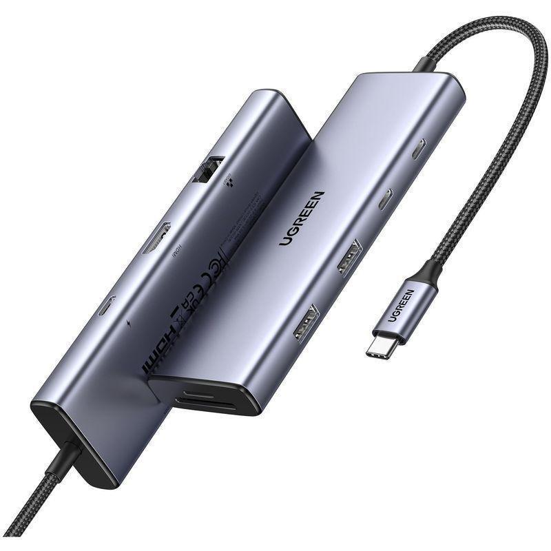 UGREEN 9-in-1 USB-C HUB 2xUSB-A 3.0/USB-C 100W PD/2xUSB-C 3.0/SD/TF/RJ45/4K HDMI - Space Grey, , medium