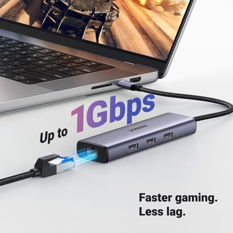 UGREEN 6-in-1 USB C HUB 3xUSB-A 3.0/USB-C 100W PD/RJ45/4K HDMI - Space Grey, , large image number 10