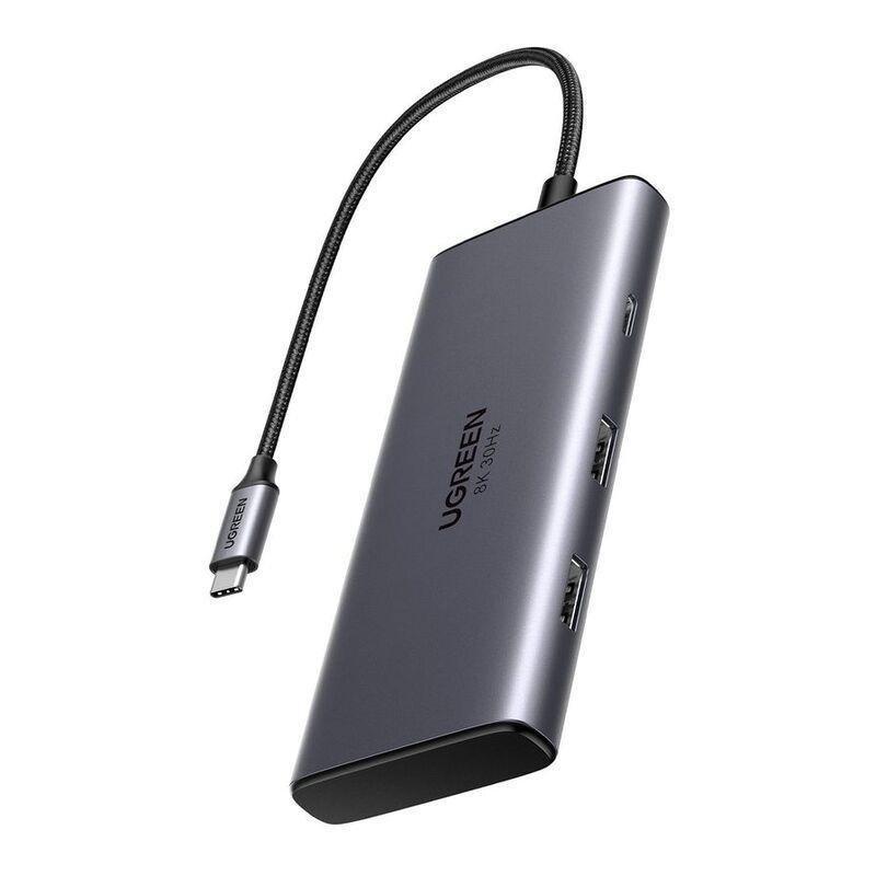 UGREEN 6-in-1 USB C HUB 2xUSB A 3.0/USB-C 100W PD/4K & 8K HDMI - Space Grey, , large image number 0