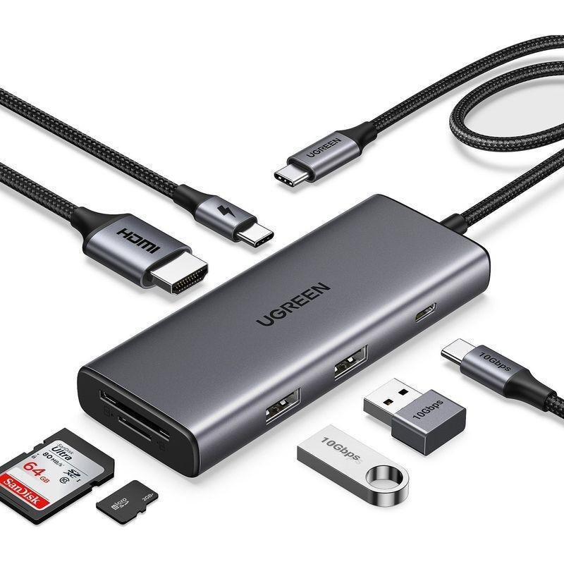 UGREEN 7-in-1 USB-C HUB 2xUSB-A 3.2/USB-C 100W PD/USB-C 3.2/SD/TF/4K HDMI - Space Grey, , large image number 1