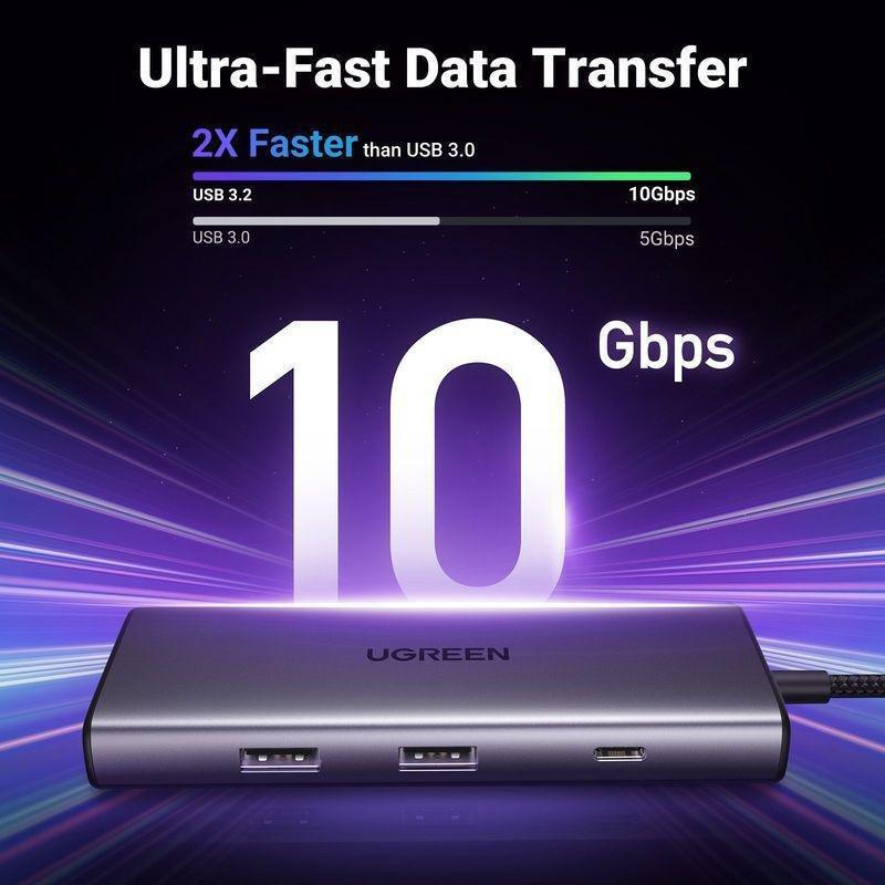 UGREEN 7-in-1 USB-C HUB 2xUSB-A 3.2/USB-C 100W PD/USB-C 3.2/SD/TF/4K HDMI - Space Grey, , large image number 3