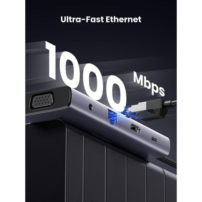 UGREEN 10-in-1 USB-C HUB 3xUSB-A 3.0/USB-C 100W PD/SD/TF/RJ45/4K HDMI/VGA/3.5mm - Space Grey, , large image number 5