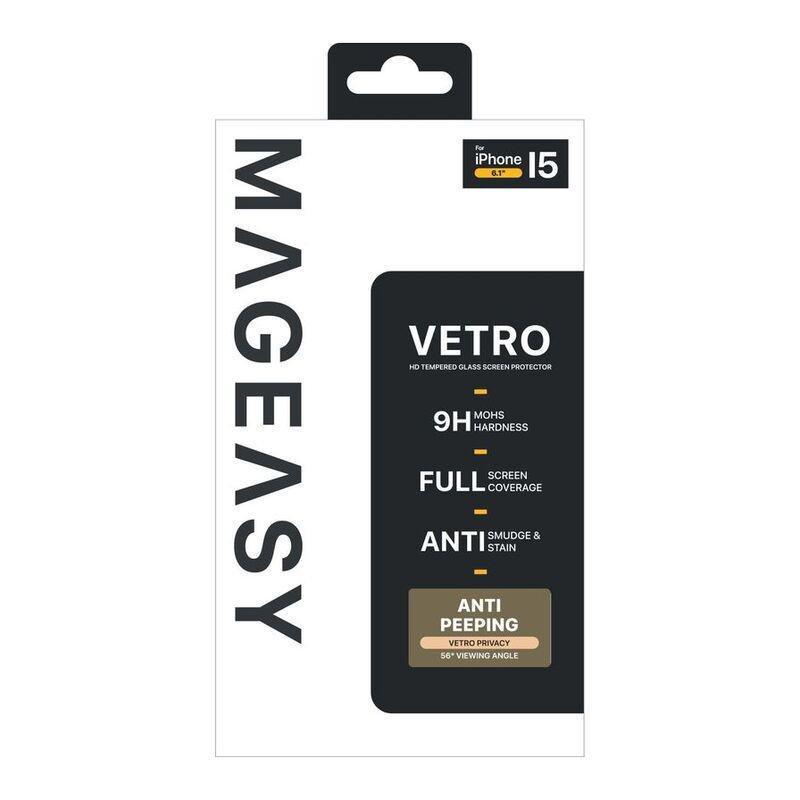 Mageasy Vetro Privacy Tempered Glass Screen Protector For iPhone 15, , medium