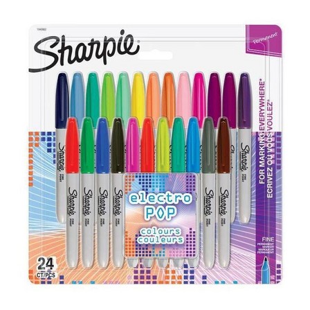 SHARPIE - Sharpie Permanent Marker Fine - Electro Pop (Pack of 24) (Assorted Colors)