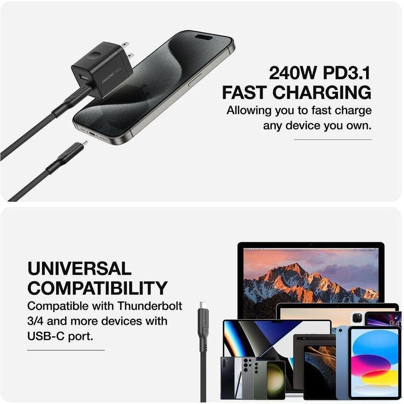 AmazingThing Thunder Pro USB-C To USB-C 5.0A 240W Gen2 2M Cable - Black, , large image number 3