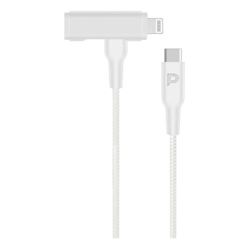 Powerology Braided USB-C to USB-C + Lightning Data & Fast Charge Cable - 1.2m/4ft - White, , large image number 3