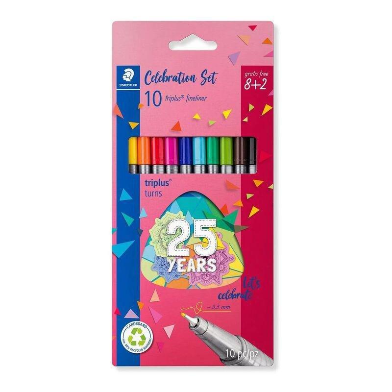 Staedtler Triplus Fineliner Anniversary (Pack of 10) (Assorted Colors), , medium