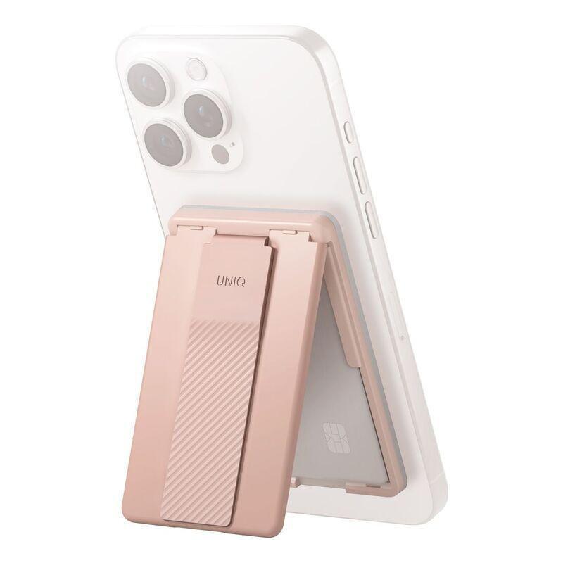 UNIQ Heldro ID Magnetic Card Holder With Grip-Band And Stand - Blush, , large image number 0