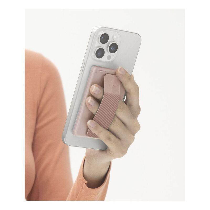 UNIQ Heldro ID Magnetic Card Holder With Grip-Band And Stand - Blush, , large image number 1