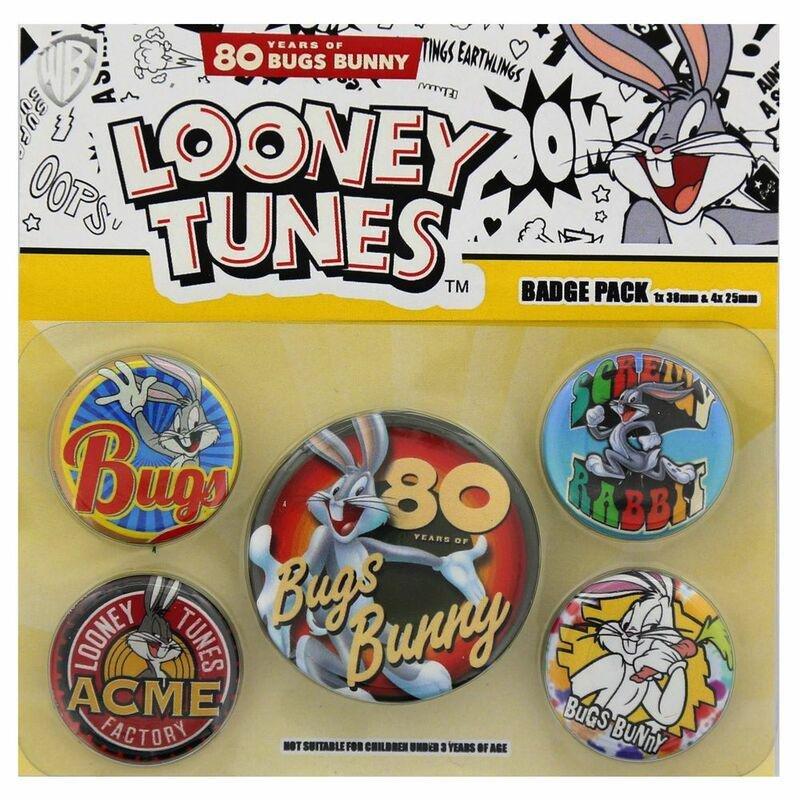 Pyramid International Looney Tunes Bugs Bunny 80th Anniversary Badge 10 x 12.5cm, , medium