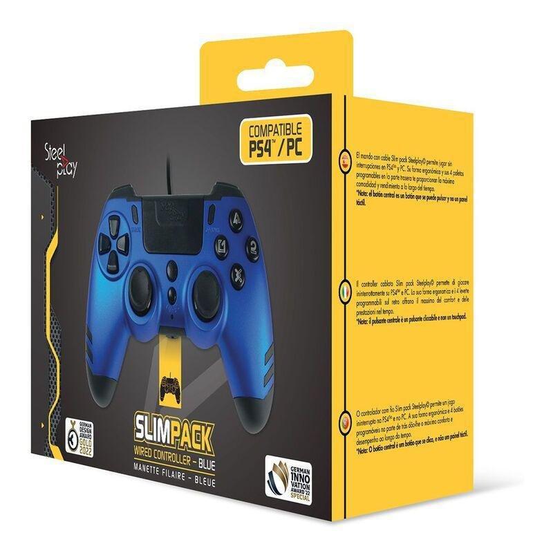 Steelplay PS4/PC Slimpack Wired Controller - Sapphire Blue, , large image number 2