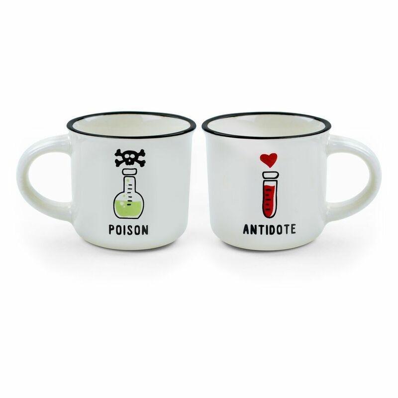 Legami Espresso for Two - Porelain Coffee Mugs 50 ml - Poison & Antidote (Set of 2), , medium