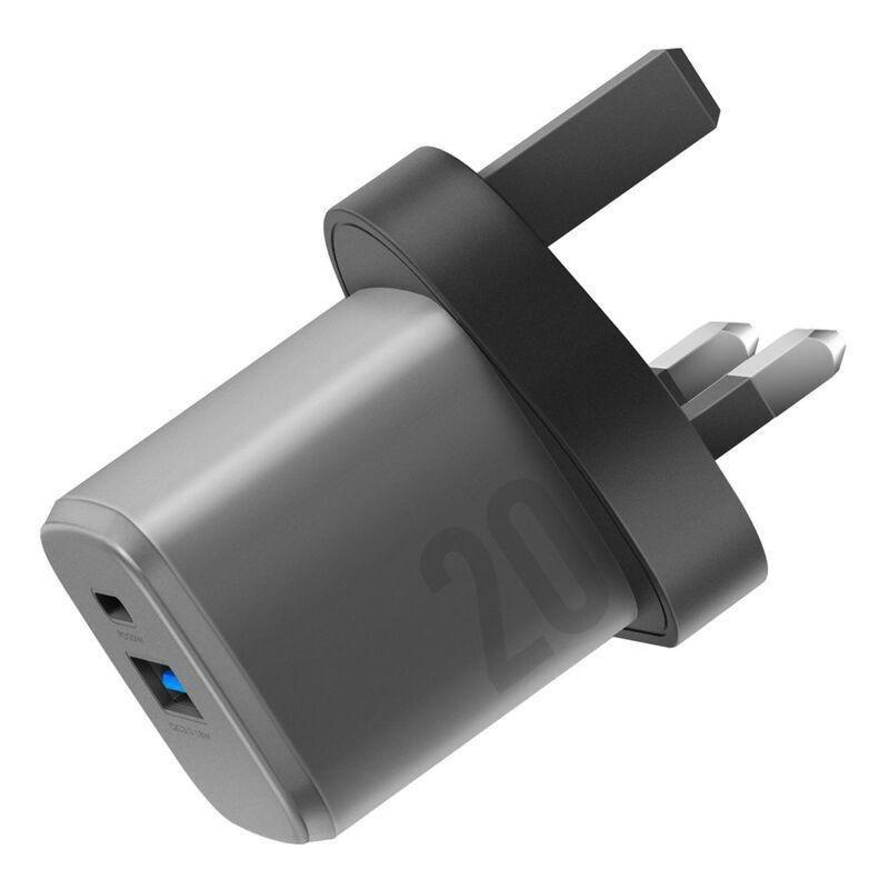 Energea AmpCharge GaN 20 1C1A PD/QC 3.0 Wall Charger 20W (UK) - Gunmetal, , large image number 1