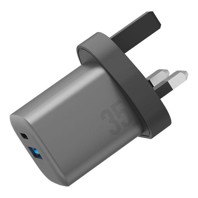 Energea AmpCharge GaN 35 1C1A PD/PPS/QC 3.0 Wall Charger 35W (Uk) - Gunmetal, , large image number 1